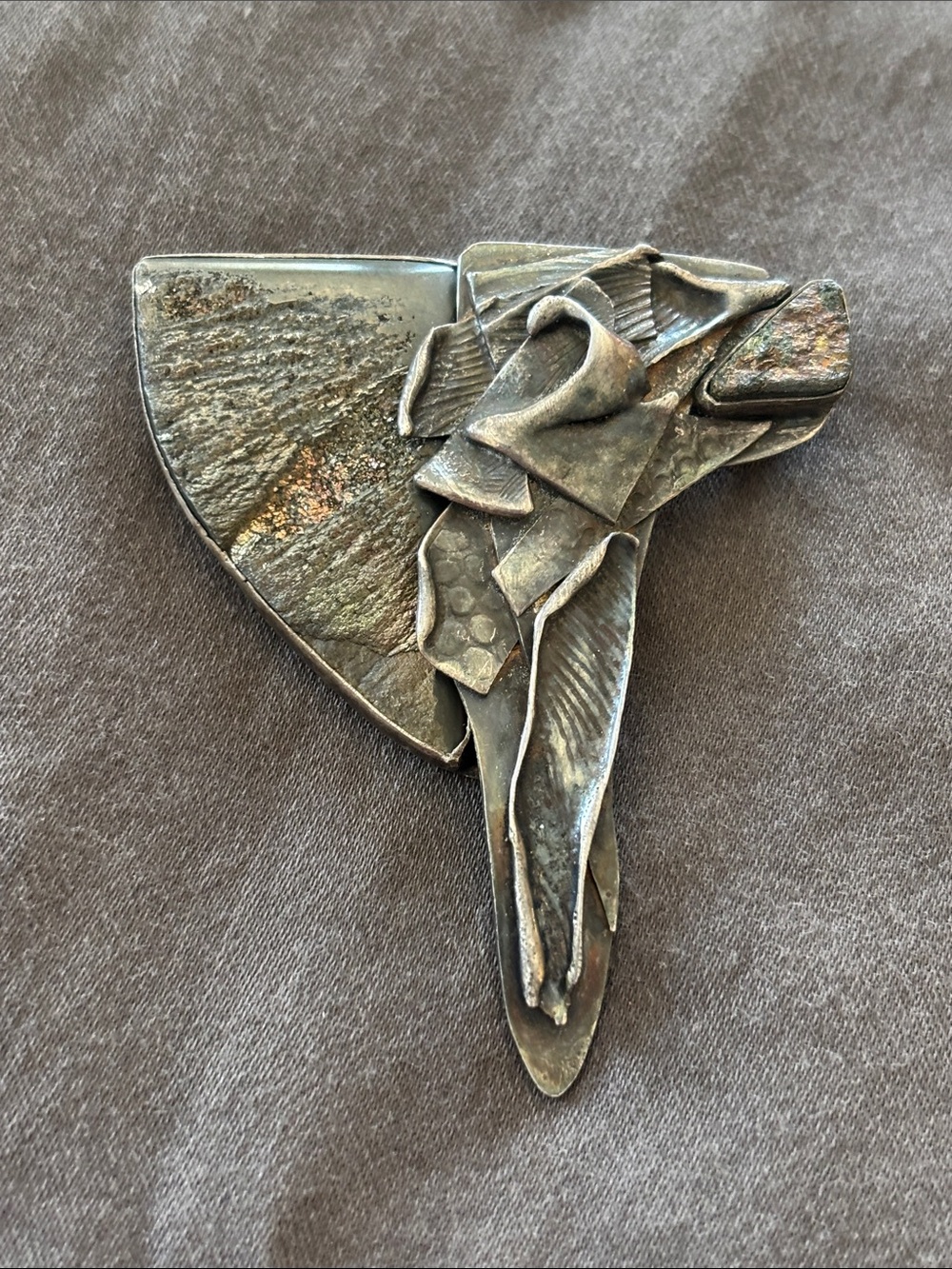 Handmade Sterling and stone brooch